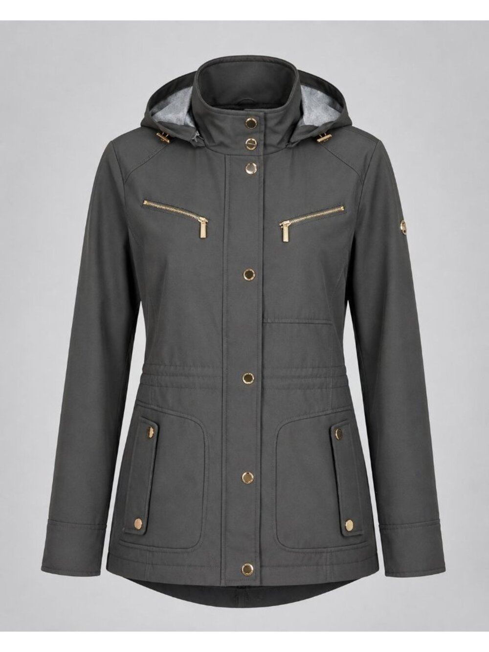 Michael Kors Women’s Large Coat Brown Hooded Trench Rain Water Resistant Jacket